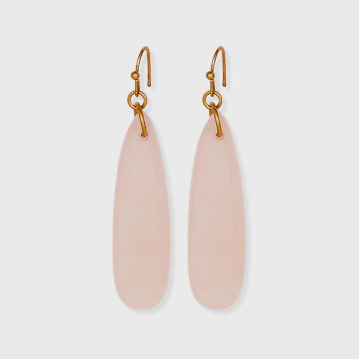 Rose Quartz Semi-precious Elongated Teardrop Drop Earrings - Universal Thread Rose Pink