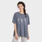 Grayson Threads Women's Halloween Dancing Skeleton Short Sleeve Oversized Graphic T-shirt - Gray