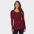 Warm Essentials By Cuddl Duds Women's Smooth Stretch Thermal Scoop Neck Top - Deep Wine