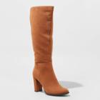 Women's Brandee Knee High Heeled Fashion Boots - A New Day Cognac