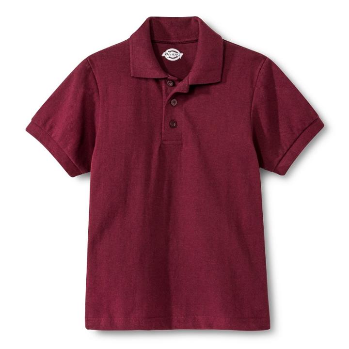 Dickies Boys' Pique Uniform Polo Shirt - Burgundy L, Boy's, Size: