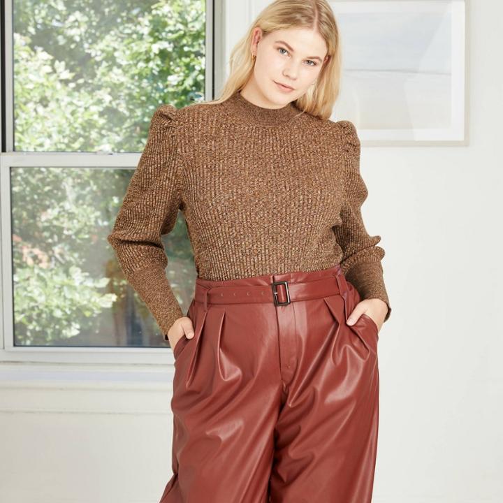 Women's High Neck Pullover Sweater - Who What Wear Brown