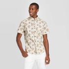 Men's Slim Fit Floral Print Short Sleeve Poplin Button-down Shirt - Goodfellow & Co Beach Beige S, Men's,