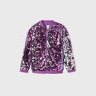 Girls' Flip Sequin Bomber Jacket - More Than Magic Purple