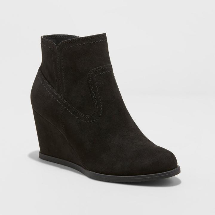 Women's Beatrice Microsuede Wedge Fashion Bootie - Universal Thread Black