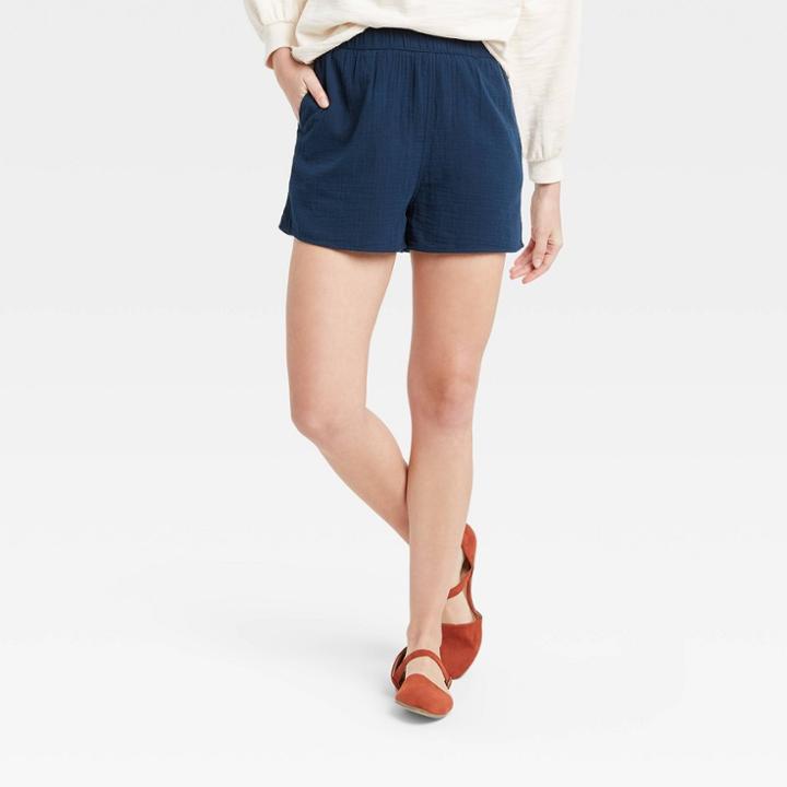 Women's High-rise Pull-on Shorts - Universal Thread Navy