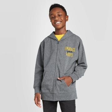 Fifth Sun Kids' Embrace Your Roots Zip-up Hooded Sweatshirt - Gray S, Boy's,