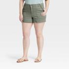 Women's Plus Size Embroidered Denim Shorts - Knox Rose Olive