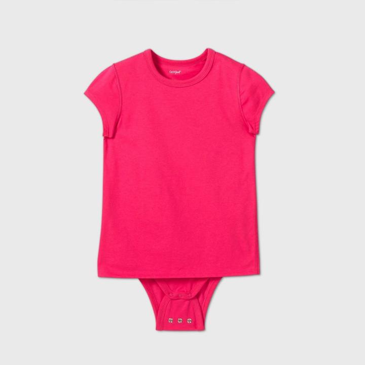 Girls' Adaptive Short Sleeve Adjustable Bodysuit - Cat & Jack Pink