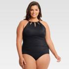Plus Size Dreamsuit By Miracle Brands Women's Plus Slimming Control Cut Out One Piece Swimsuit - Black