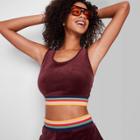 Women's Velour Cropped Tank Top - Wild Fable Burgundy