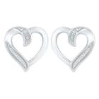 Target 0.02 Ct. T.w. Round White Diamond Prong Set Heart Earring In Sterling Silver (ij-i2-i3), Women's