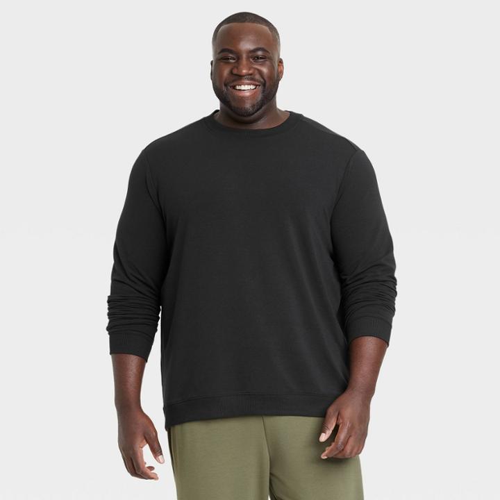 Men's Big & Tall Soft Gym Crewneck Sweatshirt - All In Motion Black