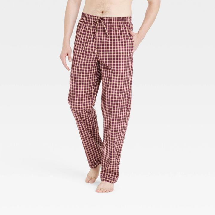 Men's Plaid Poplin Pajama Pants - Goodfellow & Co Purple
