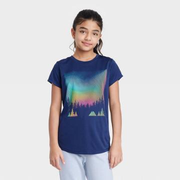 Girls' Short Sleeve Aurora Graphic T-shirt - All In Motion Dark Blue