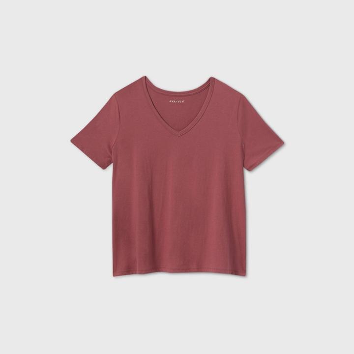 Women's Plus Size Short Sleeve V-neck Essential T-shirt - Ava & Viv Purple
