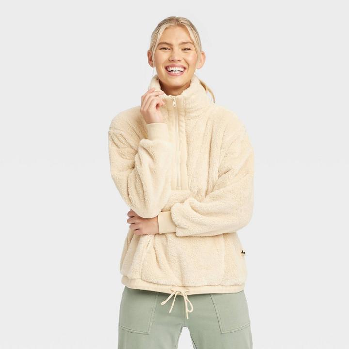 Women's Sherpa 1/2 Zip Pullover - Joylab Ivory