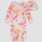 Burt's Bees Baby Baby Girls' Sunset Bloom Nightgown With Cap - Rose Pink