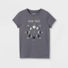 Girls' Moon Phases Graphic Short Sleeve T-shirt - Cat & Jack Charcoal Gray