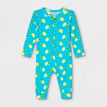 Ev Holiday Baby Lemon Print 100% Cotton Matching Family Pajamas Union Suit - Blue