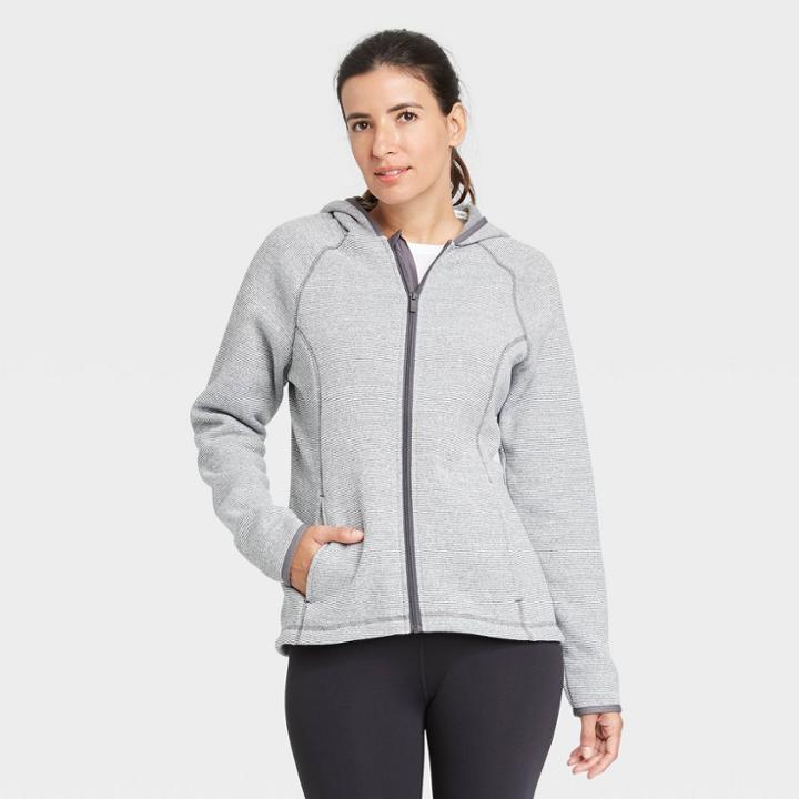 Women's Sweater Fleece Jacket - All In Motion Charcoal Gray