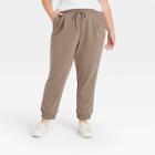 Women's Plus Size High-rise Ankle Jogger Pants - A New Day Brown
