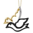 Target Women's Sterling Silver Accent Round-cut Black And White Diamond Pave Set Soaring Bird Pendant - Yellow