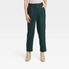 Women's High-rise Relaxed Fit Tapered Ankle Trousers - A New Day Green