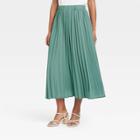 Women's Pleated Maxi Skirt - A New Day Teal