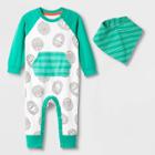 Petitebaby Boys' Short Sleeve Hedgehog All Over Print Romper - Cat & Jack Green