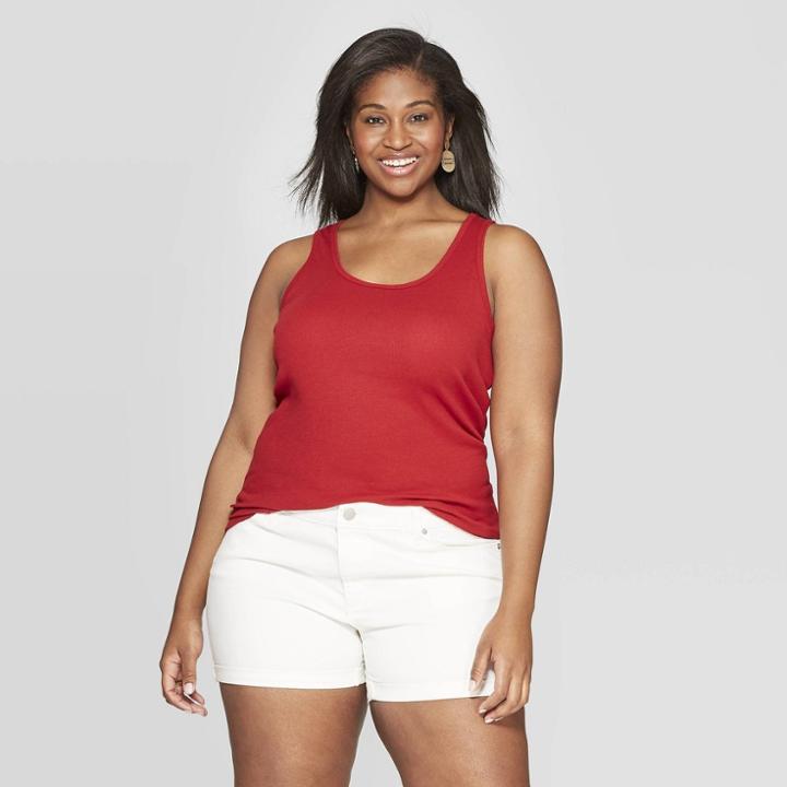 Women's Plus Size Sleeveless U-neck Rib Racerback Tank Top - Universal Thread Red
