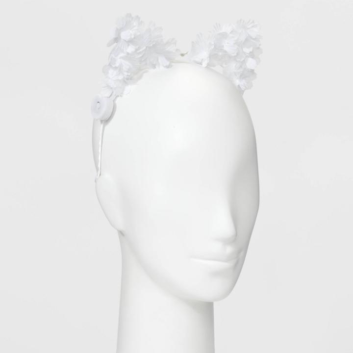 Light Up Flowers Cat Ears Metal Head Band - Wild Fable White