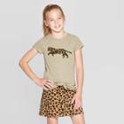 Girls' Short Sleeve Flip Sequin Tiger T-shirt - Cat & Jack Green
