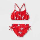 Girls' Americorn Print 2pc Bikini Set - Cat & Jack Red