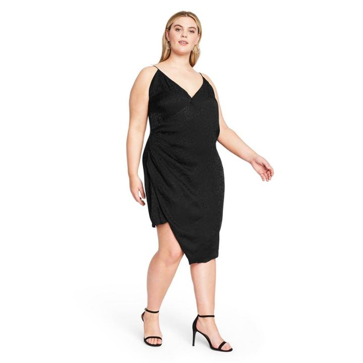 Women's Plus Size Leopard Print Wrap Slip Dress - Cushnie For Target Black