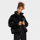 Women's Short Puffer Jacket - A New Day Black