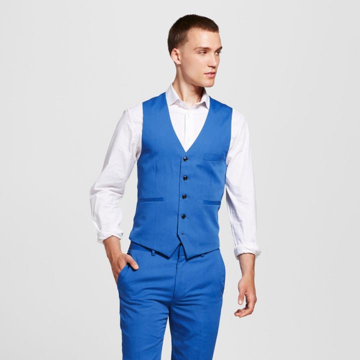 Wd.ny Black Wdny Black - Men's Bright Cobalt Blue Suit Vests - Blue