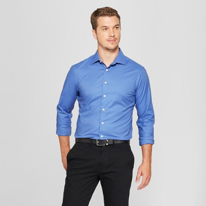 Men's Long Sleeve Button-down Shirt - Goodfellow & Co French Blue