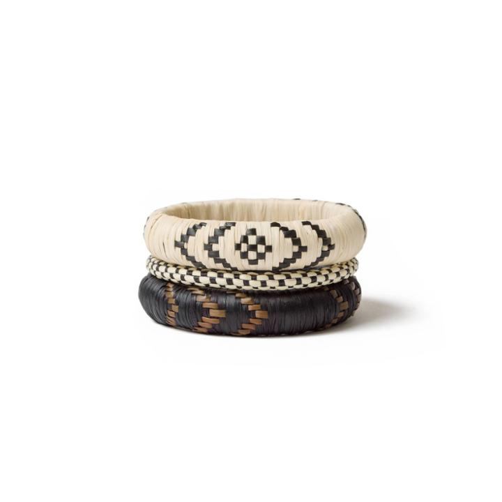Set Of 3 Cotton Jewelry Bangles Black/brown - All Across Africa