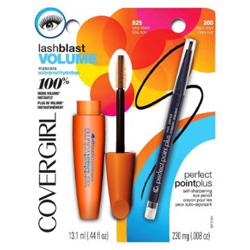 Covergirl 2pc Lashblast Volume Waterproof Mascara & Perfect Point Eyeliner .448 Fl Oz, Waterproof Black