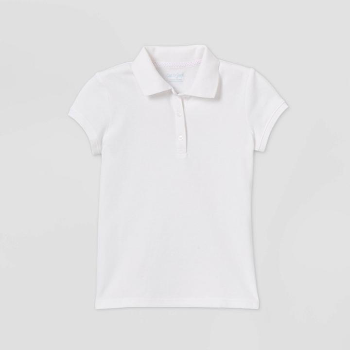 Petitegirls' Short Sleeve Stain Release Uniform Polo Shirt - Cat & Jack White