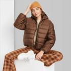 Women's Hooded Puffer Jacket - Wild Fable Brown