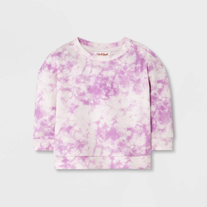 Baby Tie-dye Crewneck Pullover - Cat & Jack Light Purple