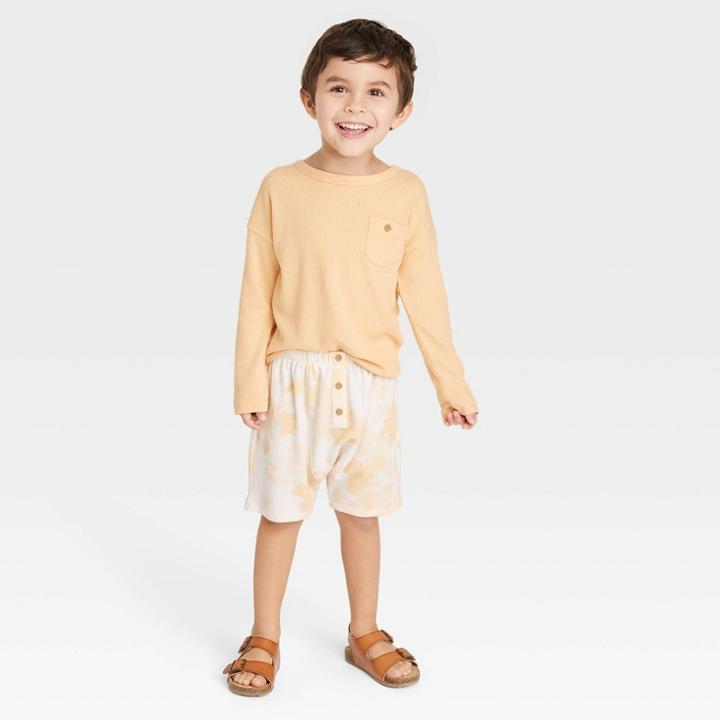 Grayson Collective Toddler Waffle Long Sleeve Top & Bottom Set - Peach Orange