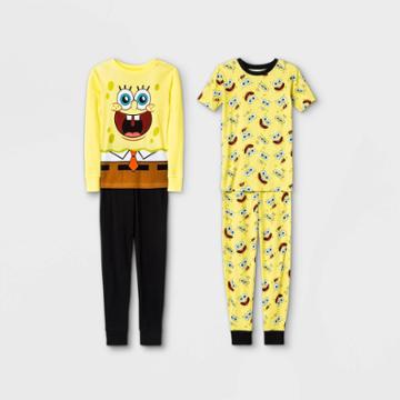 Boys' Spongebob Squarepants 4pc Pajama Set - Yellow/black