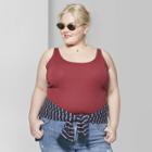 Women's Plus Size Sleeveless Lace Edge Ribbed Tank - Wild Fable Berry Flick