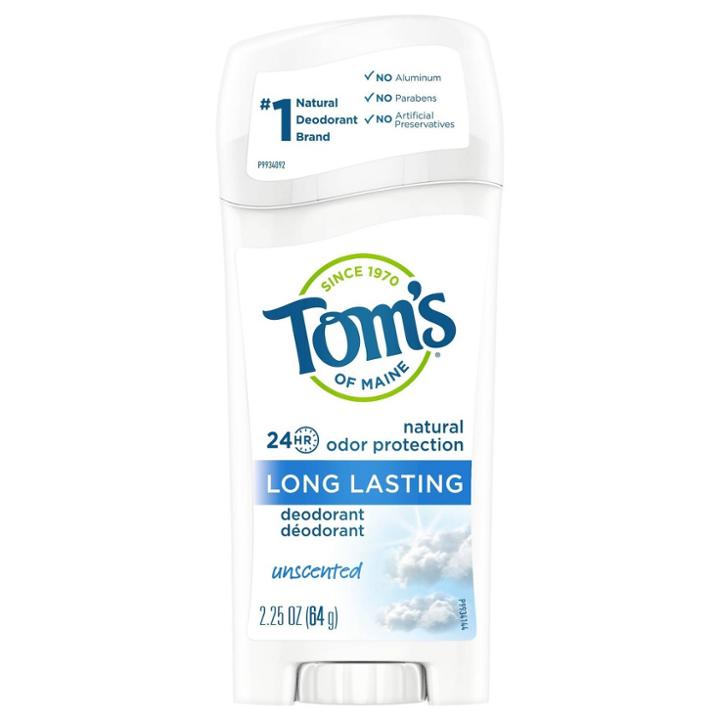 Tom's Of Maine Long Lasting Unscented Natural Deodorant Stick - 2.25oz, Women's