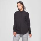 Target Women's Long Sleeve Collared Button-down Blouse - Prologue Black