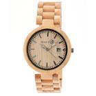 Earth Wood Goods Women's Earth Stomates Watch With Luminous Hands And Magnified Date Display-khaki/tan, Khaki