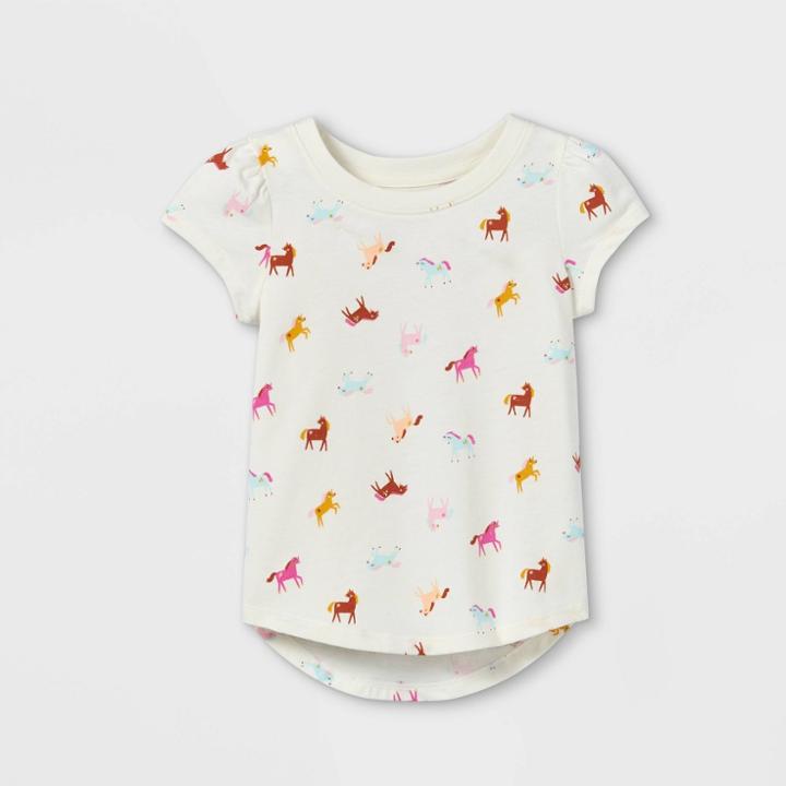 Toddler Girls' Unicorn Short Sleeve T-shirt - Cat & Jack Cream